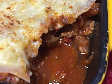 餃子の皮でなんちゃってラザニア☆なすグラタン